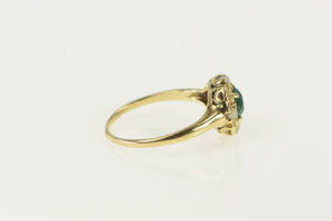 14K Victorian Syn. Emerald Seed Pearl Ring Yellow Gold