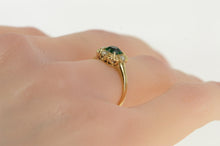 Load image into Gallery viewer, 14K Victorian Syn. Emerald Seed Pearl Ring Yellow Gold
