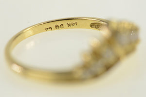 14K Tiara Curved Wedding Band Petal Ring Yellow Gold