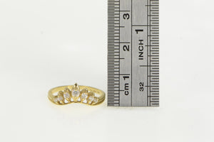 14K Tiara Curved Wedding Band Petal Ring Yellow Gold