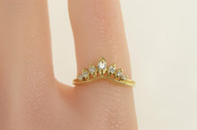 Load image into Gallery viewer, 14K Tiara Curved Wedding Band Petal Ring Yellow Gold