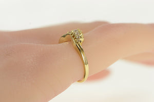 14K Tiara Curved Wedding Band Petal Ring Yellow Gold