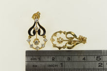 Load image into Gallery viewer, 14K 0.50 Ctw Diamond Enamel Ornate Dangle Earrings Yellow Gold