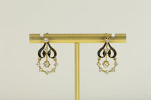 Load image into Gallery viewer, 14K 0.50 Ctw Diamond Enamel Ornate Dangle Earrings Yellow Gold