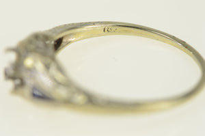 18K Art Deco Filigree Engagement Setting Ring White Gold