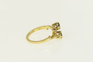 14K Ornate Garnet Vintage Scroll Swirl Ring Yellow Gold