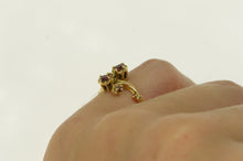 Load image into Gallery viewer, 14K Ornate Garnet Vintage Scroll Swirl Ring Yellow Gold