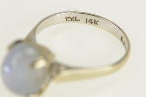 18K Oval Moonstone Cabochon Vintage Ring White Gold