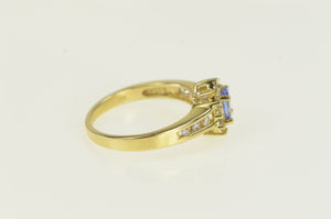 14K Tanzanite Diamond Halo Engagement Ring Yellow Gold