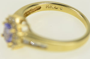 14K Tanzanite Diamond Halo Engagement Ring Yellow Gold