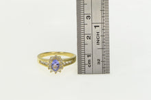 Load image into Gallery viewer, 14K Tanzanite Diamond Halo Engagement Ring Yellow Gold