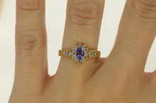 Load image into Gallery viewer, 14K Tanzanite Diamond Halo Engagement Ring Yellow Gold