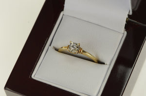 14K 40's Diamond Promise Engagement Ring Yellow Gold