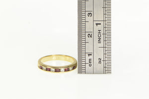 14K Ruby Diamond Classic Wedding Band Ring Yellow Gold