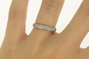 14K Pave Diamond Encrusted Wedding Band Ring White Gold