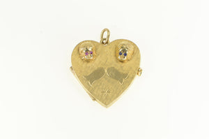 14K Ruby Sapphire Children Heart Photo Locket Pendant Yellow Gold