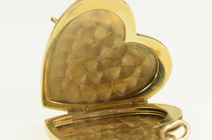 14K Ruby Sapphire Children Heart Photo Locket Pendant Yellow Gold