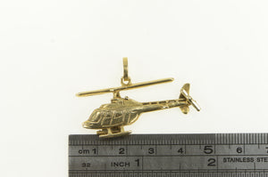 14K Helicopter Handmade Travel Pilot Charm/Pendant Yellow Gold