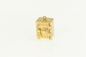 14K 3D Articulated Safe Vault Mini Bank Charm/Pendant Yellow Gold