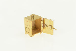 14K 3D Articulated Safe Vault Mini Bank Charm/Pendant Yellow Gold