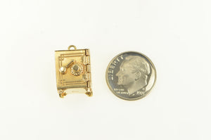 14K 3D Articulated Safe Vault Mini Bank Charm/Pendant Yellow Gold