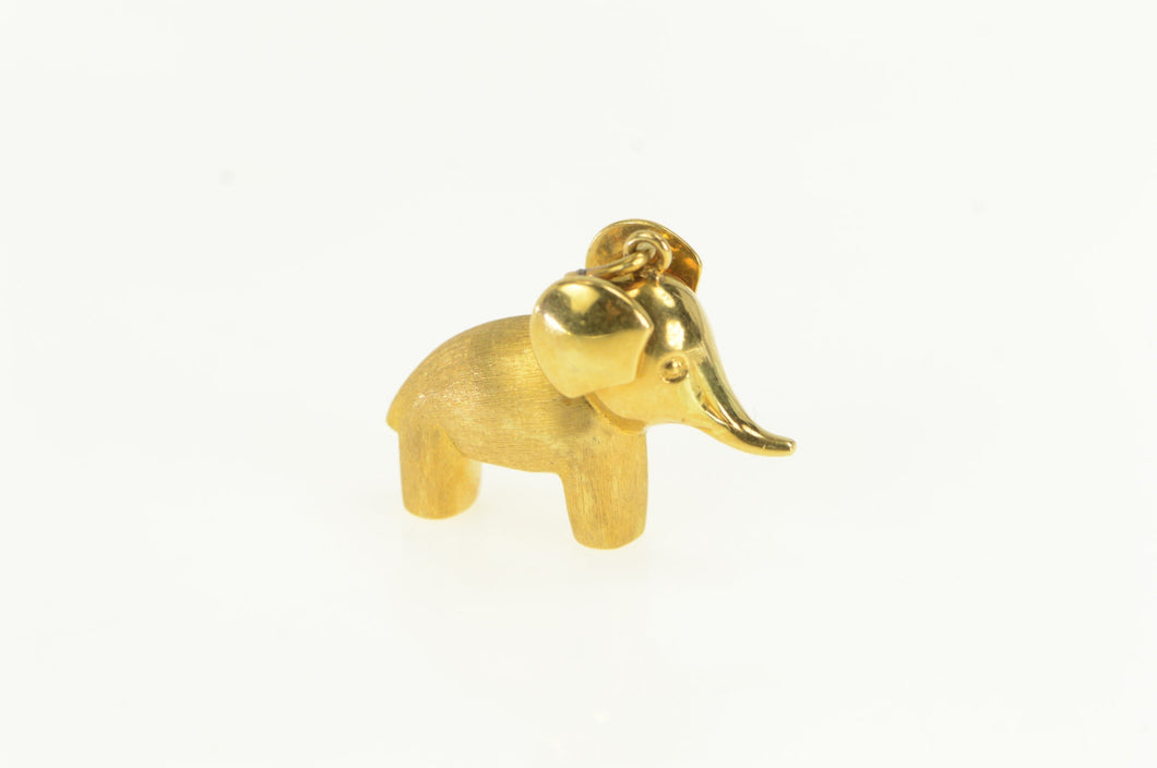 18K 3D Elephant Vintage Animal Memory Charm/Pendant Yellow Gold