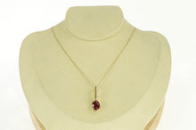 Load image into Gallery viewer, 14K Oval Round Syn. Ruby Drop Statement Pendant Yellow Gold