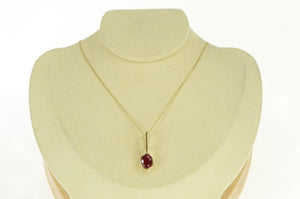 14K Oval Round Syn. Ruby Drop Statement Pendant Yellow Gold