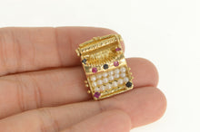 Load image into Gallery viewer, 14K Pearl Ruby Sapphire 3D Typewriter Love Charm/Pendant Yellow Gold