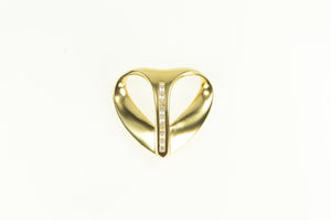 14K Diamond Loop Heart Love Symbol Pendant Yellow Gold