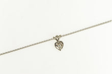 Load image into Gallery viewer, 14K 1950&#39;s Diamond Heart Wheat Chain Necklace 16.25&quot; White Gold
