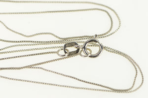 14K 0.4mm Vintage Box Chain Square Link Necklace 24.5" White Gold
