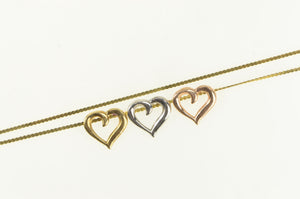 14K Tri Tone Three Heart Serpentine Chain Necklace 20" Yellow Gold