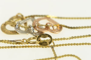 14K Tri Tone Three Heart Serpentine Chain Necklace 20" Yellow Gold