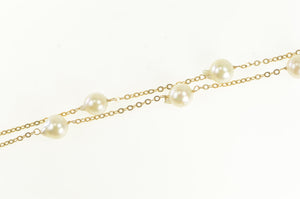 14K 7.3mm Pearl Vintage Classic Chain Necklace 15.75" Yellow Gold