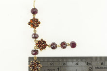 Load image into Gallery viewer, 14K Ornate Garnet Cluster Beaded Chain Drop Necklace 16.75&quot; Yellow Gold