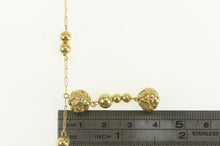 Load image into Gallery viewer, 14K Puffy Ornate Floral Beaded Chain Drop Necklace 17.5&quot; Yellow Gold