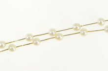 Load image into Gallery viewer, 14K 5.5mm Pearl Vintage Beaded Box Chain Necklace 17.25&quot; Yellow Gold