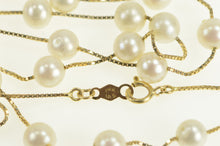 Load image into Gallery viewer, 14K 5.5mm Pearl Vintage Beaded Box Chain Necklace 17.25&quot; Yellow Gold