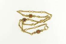 Load image into Gallery viewer, 14K Victorian Ornate Garnet Elaborate Chain Necklace 14.25&quot; Yellow Gold