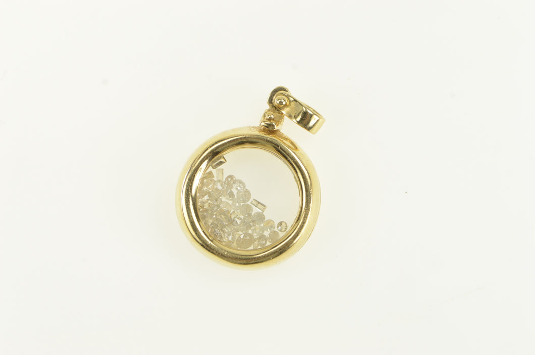14K 0.50 Ctw Diamond Filled Capsule Round Charm/Pendant Yellow Gold