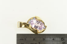 Load image into Gallery viewer, 14K Oval Pink Topaz Tanzanite Vintage Curvy Pendant Yellow Gold