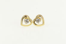 Load image into Gallery viewer, 14K Vintage Heart CZ Love Symbol Stud Earrings Yellow Gold