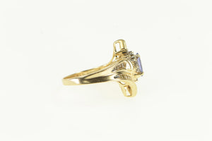 14K Tanzanite Baguette Diamond Bypass Ring Yellow Gold