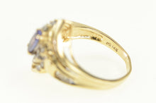 Load image into Gallery viewer, 14K Tanzanite Baguette Diamond Bypass Ring Yellow Gold
