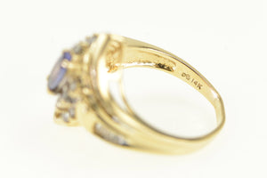 14K Tanzanite Baguette Diamond Bypass Ring Yellow Gold