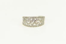 Load image into Gallery viewer, 10K Diamond Encrusted Ornate Swirl Band Ring White Gold