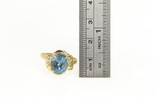 Load image into Gallery viewer, 14K Oval Blue Topaz Diamond Statement Ring Yellow Gold