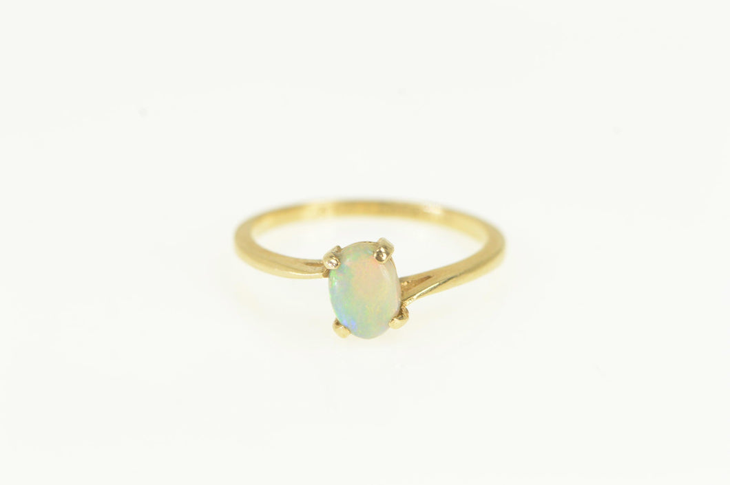 14K Oval Natural Opal Vintage Bypass Ring Yellow Gold