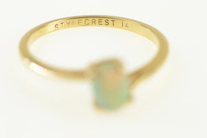 14K Oval Natural Opal Vintage Bypass Ring Yellow Gold